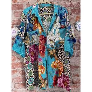 Johnny Was Buy Blue Leopard Shirt Dress